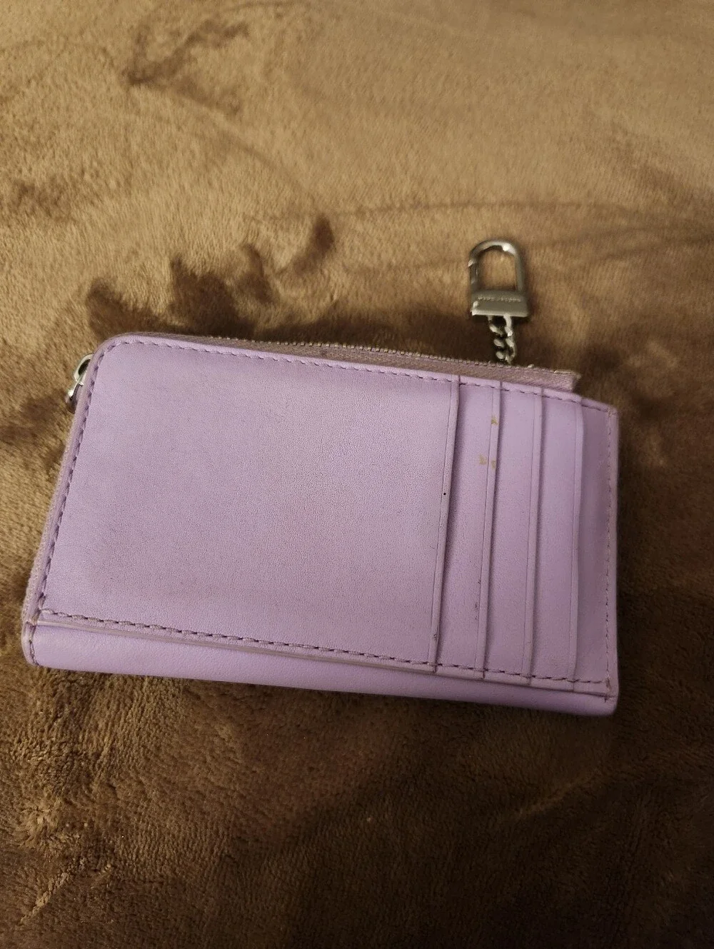Marc Jacobs Lilac Leather Zip Wallet with Chain Detail